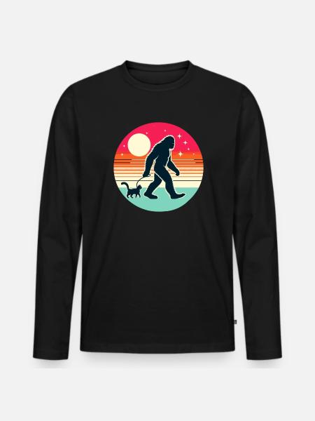 Bigfoot Cat Funny Pictures - Men's Premium Organic Long Sleeve Shirt - black