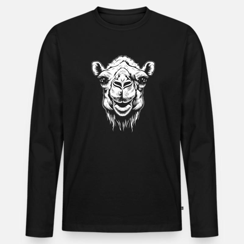 Kamel Kamelkopf - Männer Premium Bio Langarmshirt - Schwarz