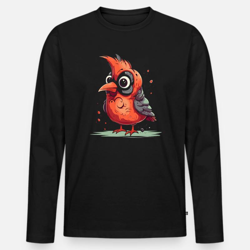 Kardinal Vogel Rotkardinal - Männer Premium Bio Langarmshirt - Schwarz