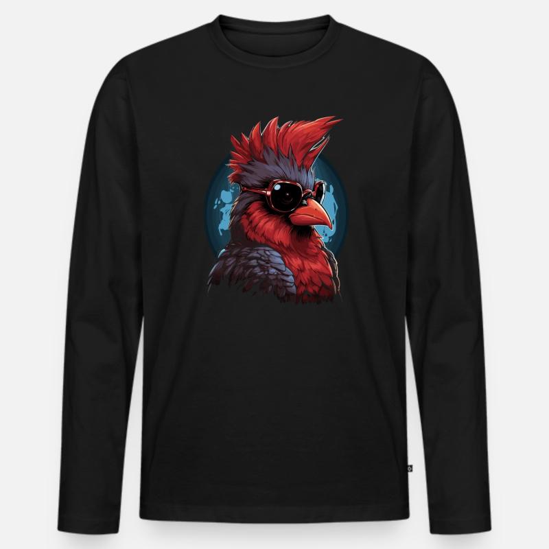 Kardinal Vogel Rotkardinal - Männer Premium Bio Langarmshirt - Schwarz