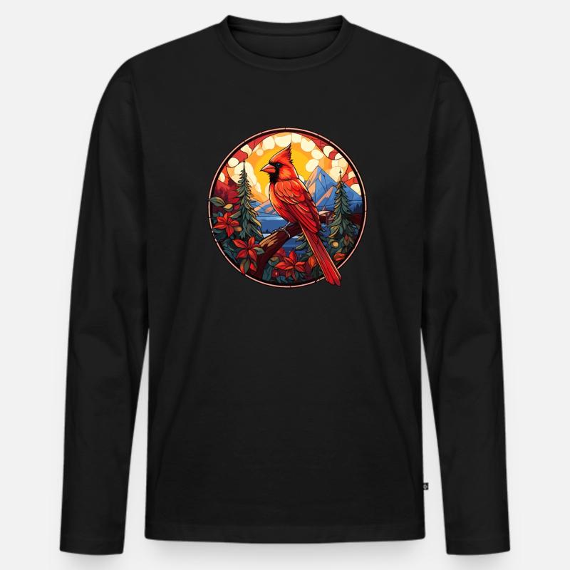 Rotkardinal Kardinal Vogel - Männer Premium Bio Langarmshirt - Schwarz