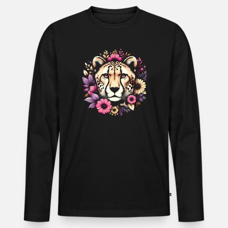 Cheetah Gepard - Männer Premium Bio Langarmshirt - Schwarz