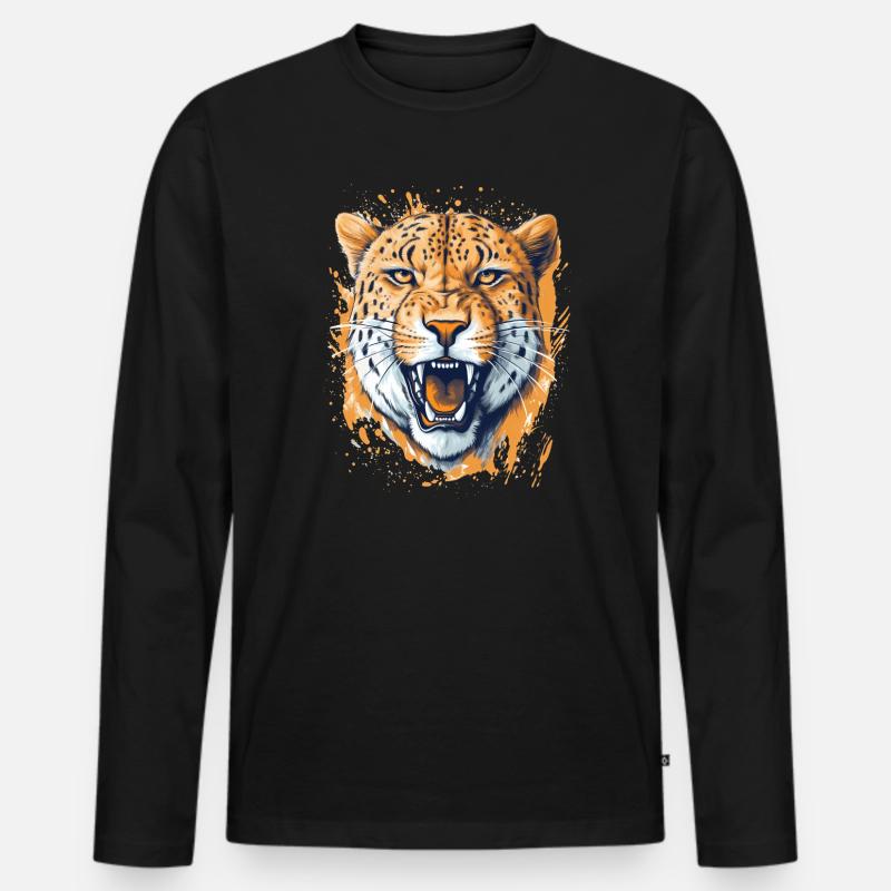 Cheetah Gepard - Männer Premium Bio Langarmshirt - Schwarz