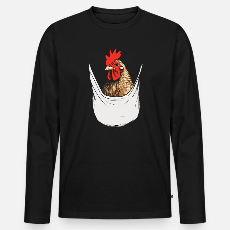 Chicken In Pocket - Männer Premium Bio Langarmshirt - Schwarz
