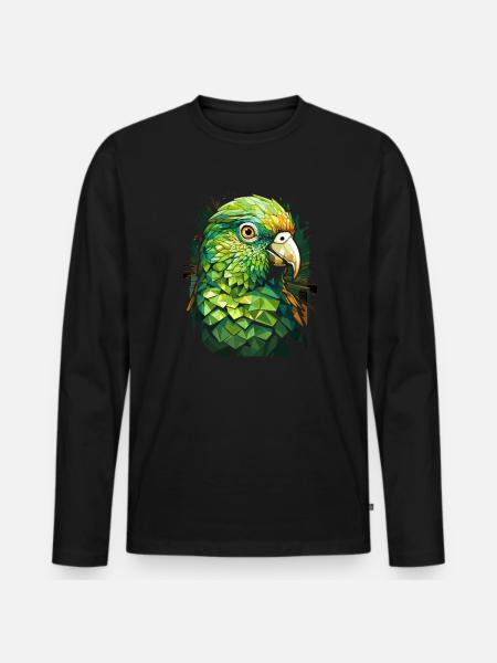 Budgie Parakeet - Men's Premium Organic Long Sleeve Shirt - black