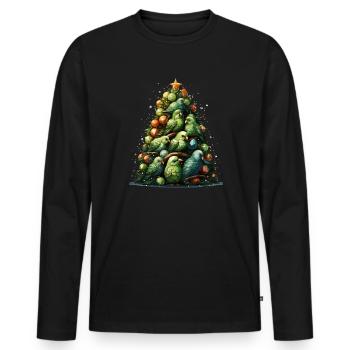 Perruche Perruche Noël - T-shirt manches longues Premium bio Homme - noir - Devant - Nico (187cm)