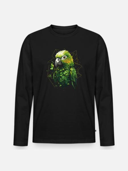Budgie Parakeet - Men's Premium Organic Long Sleeve Shirt - black