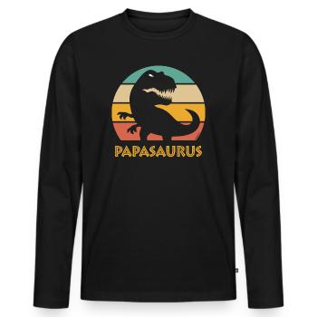 Papasaurus (Meilleur papa / père / papa / 5C PNG) - T-shirt manches longues Premium bio Homme - noir - Devant - Nico (187cm)