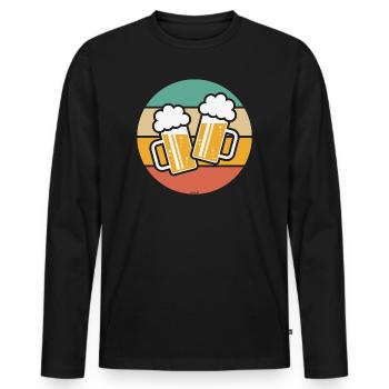 X2 chopes de bière toast, santé ! (Bière / Soleil / 5C - T-shirt manches longues Premium bio Homme - noir - Devant - Nico (187cm)