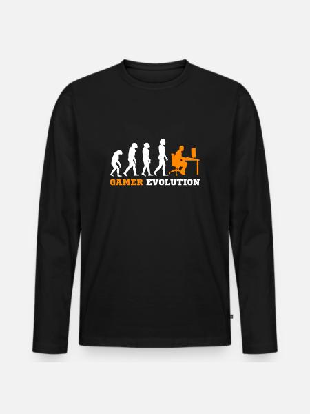 Evolution Gamer - Männer Premium Bio Langarmshirt - Schwarz