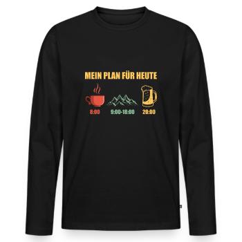 Mein Plan Heute Kaffee Berge Bier - Männer Premium Bio Langarmshirt - Schwarz - Vorne - Nico (187cm)