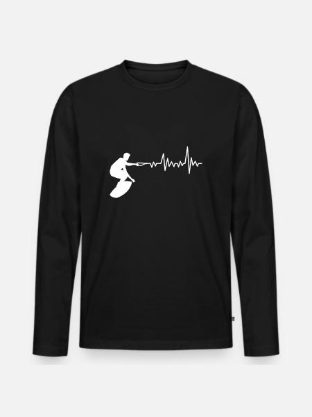 Wakeboard heartbeat - Men's Premium Organic Long Sleeve Shirt - black