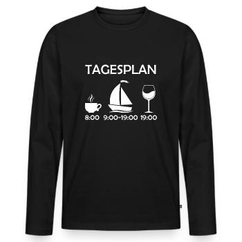 Segeln Tagesplan Kaffee Segelschiff Wein - Männer Premium Bio Langarmshirt - Schwarz - Vorne - Nico (187cm)