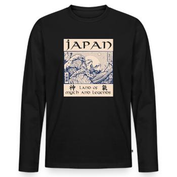 Japan History Demon Tsunami - Men's Premium Organic Long Sleeve Shirt - black - Front - Nico (187cm)