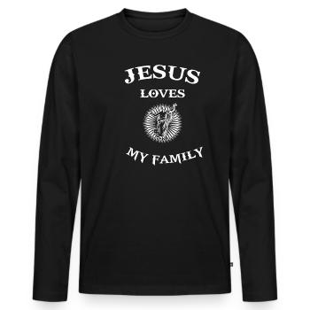 Jésus-Christ Religion Sauveur chrétien Messie - T-shirt manches longues Premium bio Homme - noir - Devant - Nico (187cm)
