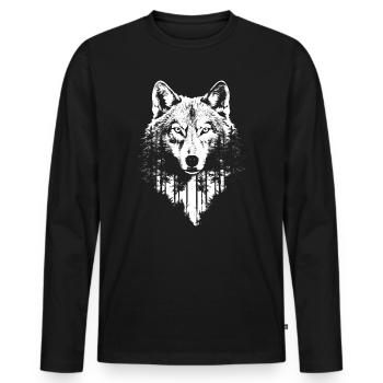 Wolf Forest Wilderness Wild Animals - Men's Premium Organic Long Sleeve Shirt - black - Front - Nico (187cm)