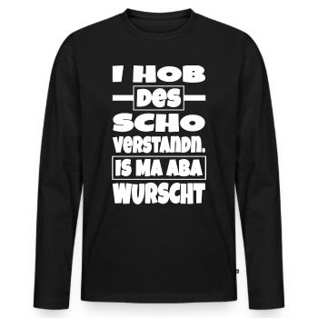 Is ma aba wurscht - Männer Premium Bio Langarmshirt - Schwarz - Vorne - Nico (187cm)