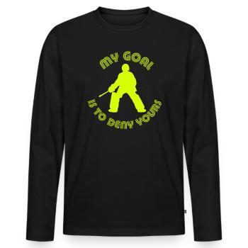 Mein Ziel ist, Ihr zu verweigern - Männer Premium Bio Langarmshirt - Schwarz - Vorne - Nico (187cm)