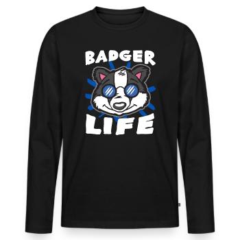 Dachs - Männer Premium Bio Langarmshirt - Schwarz - Vorne - Nico (187cm)