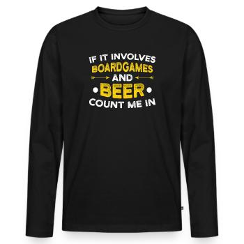 Brettspiele und Bier ich bin dabei Geschenk - Männer Premium Bio Langarmshirt - Schwarz - Vorne - Nico (187cm)