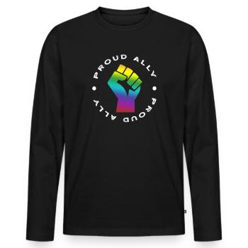 Proud Ally orgueil tolérance arc-en-ciel LGBT cadeau - T-shirt manches longues Premium bio Homme - noir - Devant - Nico (187cm)