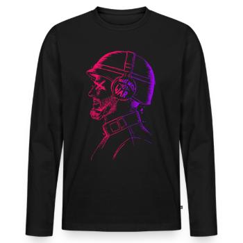 Make music not war - Peace - Männer Premium Bio Langarmshirt - Schwarz - Vorne - Nico (187cm)