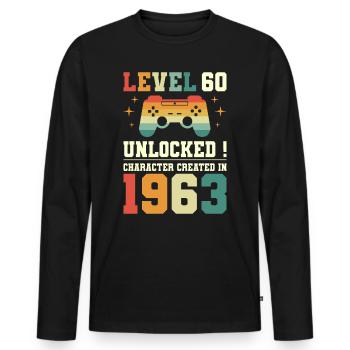 Niveau 60 Anniversaire Gamer 60 Ans - T-shirt manches longues Premium bio Homme - noir - Devant - Nico (187cm)