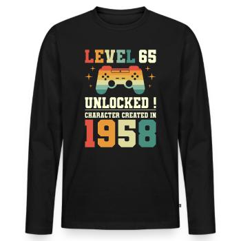 Level 65 Birthday Gamer 65 Years - Men's Premium Organic Long Sleeve Shirt - black - Front - Nico (187cm)
