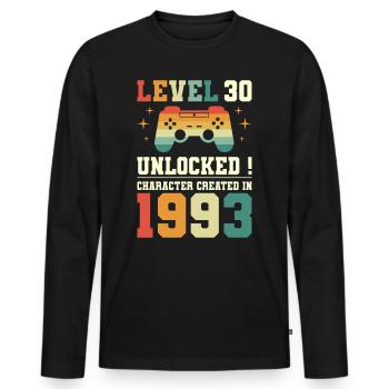 Niveau 30 Anniversaire Gamer 30 Ans - T-shirt manches longues Premium bio Homme - noir - Devant - Nico (187cm)