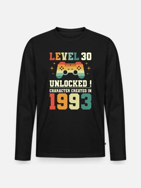 Level 30 Birthday Gamer 30 Jahre - Männer Premium Bio Langarmshirt - Schwarz