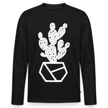 cactus blanc - T-shirt manches longues Premium bio Homme - noir - Devant - Nico (187cm)