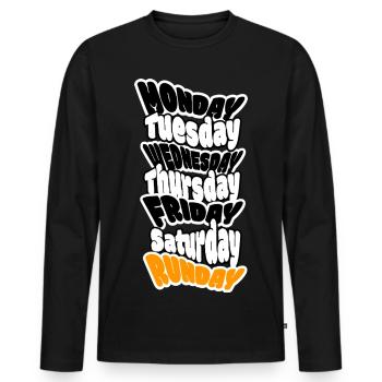 LE DIMANCHE, C’EST LE JOUR DE LA COURSE. Longue course ou grasse matinée ? - T-shirt manches longues Premium bio Homme - noir - Devant - Nico (187cm)