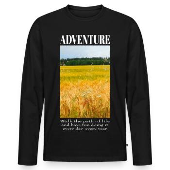 Aventure dans le champ de blé - T-shirt manches longues Premium bio Homme - noir - Devant - Nico (187cm)