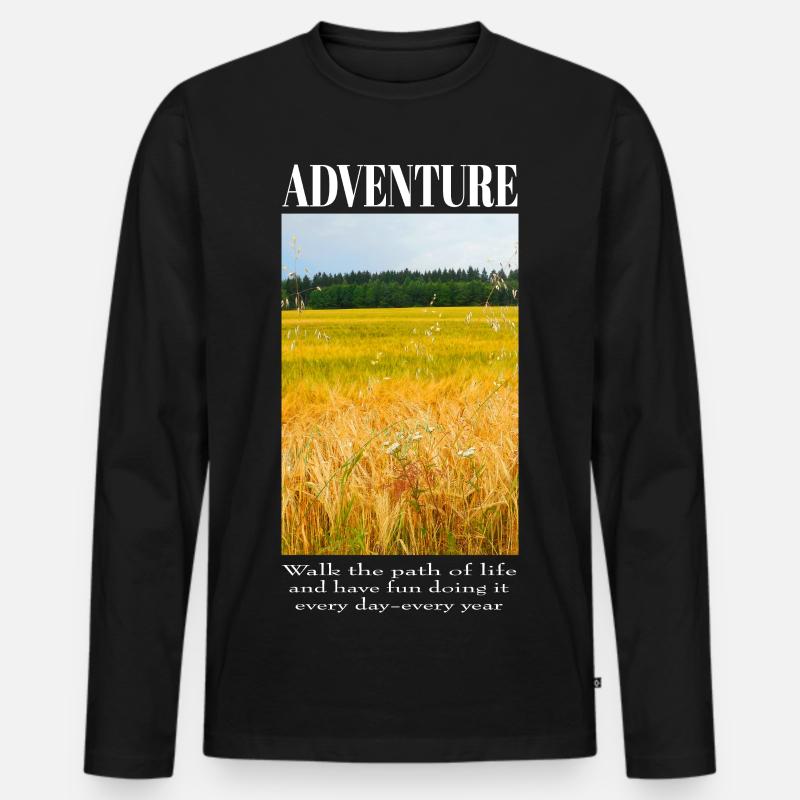 Abenteuer im Weizenfeld - Männer Premium Bio Langarmshirt - Schwarz
