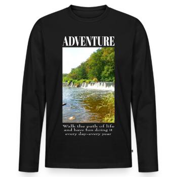 Adventure Nature River Landscape with Waterfall - Men's Premium Organic Long Sleeve Shirt - black - Front - Nico (187cm)