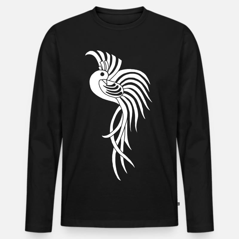 Weißer Vogel des Paradieses - Männer Premium Bio Langarmshirt - Schwarz