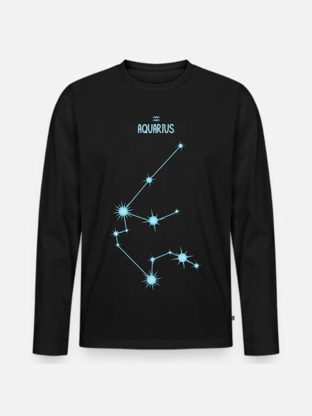 Wassermann-Tierkreiszeichen Stern Sternbild Blau - Männer Premium Bio Langarmshirt - Schwarz