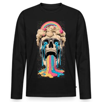 Psychedelic Skull Rainbow - Men's Premium Organic Long Sleeve Shirt - black - Front - Nico (187cm)