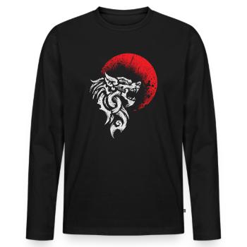 Viking Wolf Fenrir - Mythologie nordique - T-shirt manches longues Premium bio Homme - noir - Devant - Nico (187cm)