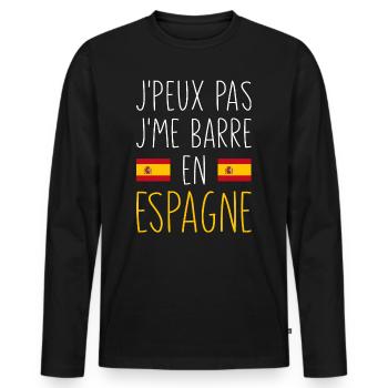 J'peux Pas J'me Barre En Espagne - T-shirt manches longues Premium bio Homme - noir - Devant - Nico (187cm)
