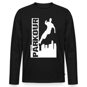 Parkour - Männer Premium Bio Langarmshirt - Schwarz - Vorne - Nico (187cm)