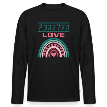 Liebe Forever I Love You Herz Hearts Wahre Liebe - Männer Premium Bio Langarmshirt - Schwarz - Vorne - Nico (187cm)