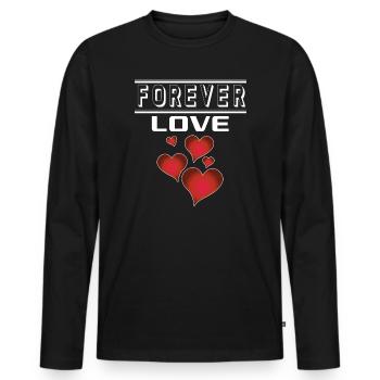 Liebe Forever I Love You Herz Hearts Wahre Liebe - Männer Premium Bio Langarmshirt - Schwarz - Vorne - Nico (187cm)