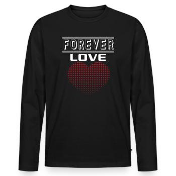 Liebe Forever I Love You Herz Hearts Wahre Liebe - Männer Premium Bio Langarmshirt - Schwarz - Vorne - Nico (187cm)