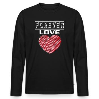 Liebe Forever I Love You Herz Hearts Wahre Liebe - Männer Premium Bio Langarmshirt - Schwarz - Vorne - Nico (187cm)