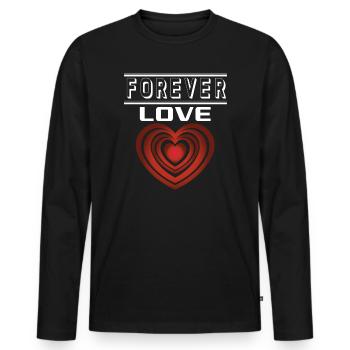 Liebe Forever I Love You Herz Hearts Wahre Liebe - Männer Premium Bio Langarmshirt - Schwarz - Vorne - Nico (187cm)