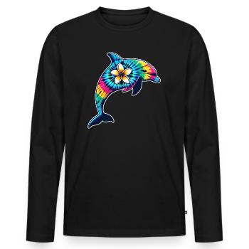 Tie Dye Delfinurlaub 2024 Hawaii - Männer Premium Bio Langarmshirt - Schwarz - Vorne - Nico (187cm)