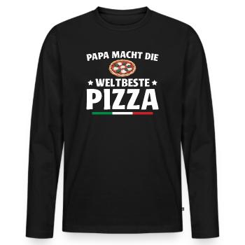 Pizzabäcker Papa macht die weltbeste Pizza - Männer Premium Bio Langarmshirt - Schwarz - Vorne - Nico (187cm)
