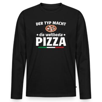 Pizzabäcker - Der Typ macht die weltbeste Pizza - Männer Premium Bio Langarmshirt - Schwarz - Vorne - Nico (187cm)