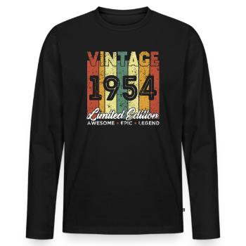 Cadeau D'anniversaire Vintage 1954 Edition limitée - T-shirt manches longues Premium bio Homme - noir - Devant - Nico (187cm)